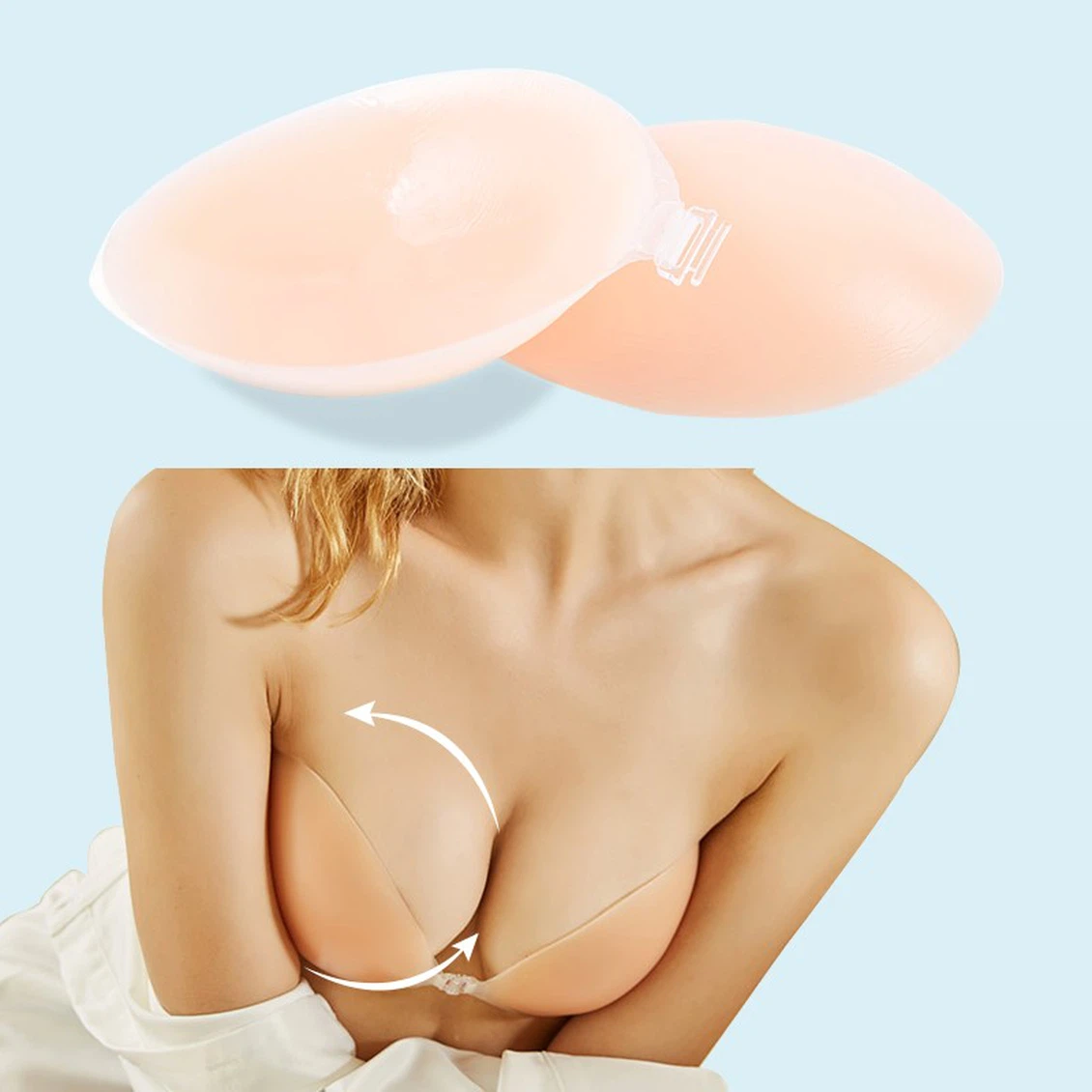Adhesive Bra Strapless Sticky Bra Push Up 2 Pairs Invisible Silicone Bras with Pasties Nipple Covers for Women Adhesive Bra Strapless Sticky Bra Push Up 2 Pairs Invisible Silicone Bras with Pasties Nipple Covers for Women